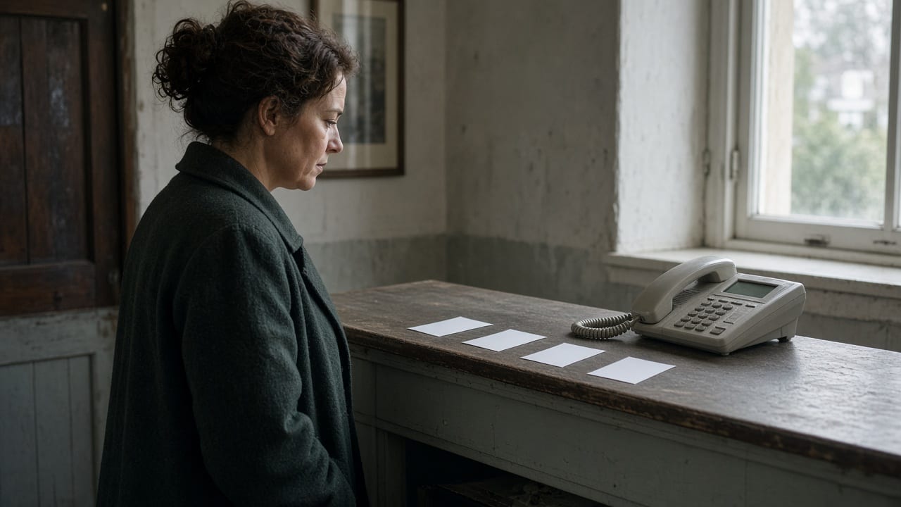 A small business owner looking through a short trail of missed customer messages.