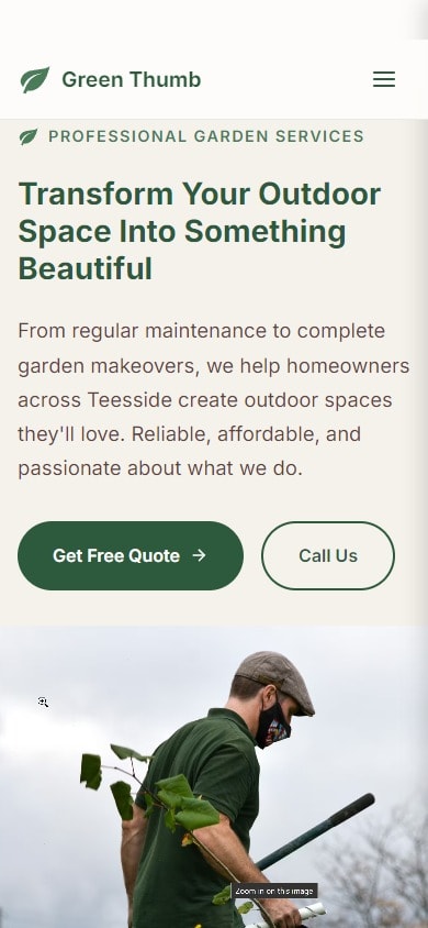 Example gardening website design by Local Roots Digital