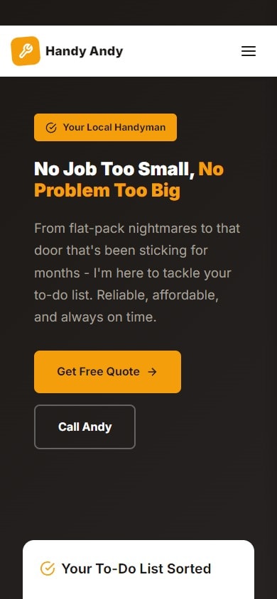 Example handyman website design by Local Roots Digital