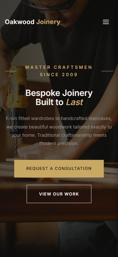Example joinery website design by Local Roots Digital