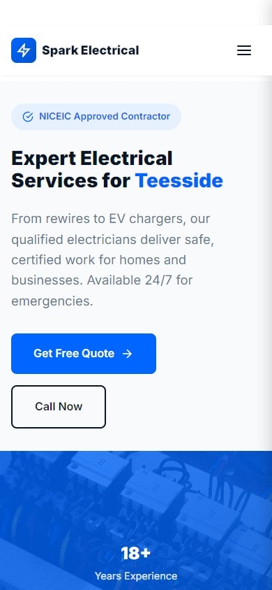 Example electrician website design by Local Roots Digital